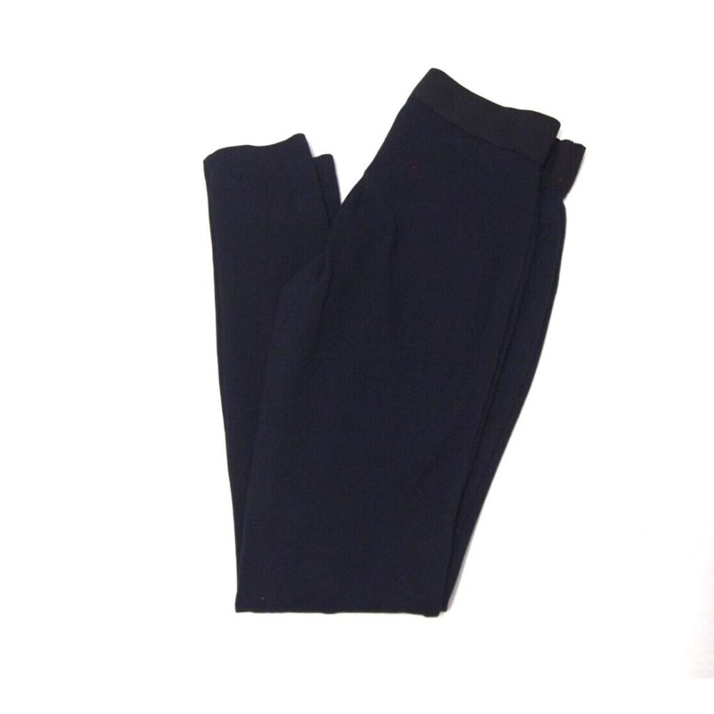 Hue Womens High Waist Ponte Leggings Navy Blue Colorblock Seamed Skinny Knit - Picture 7 of 7